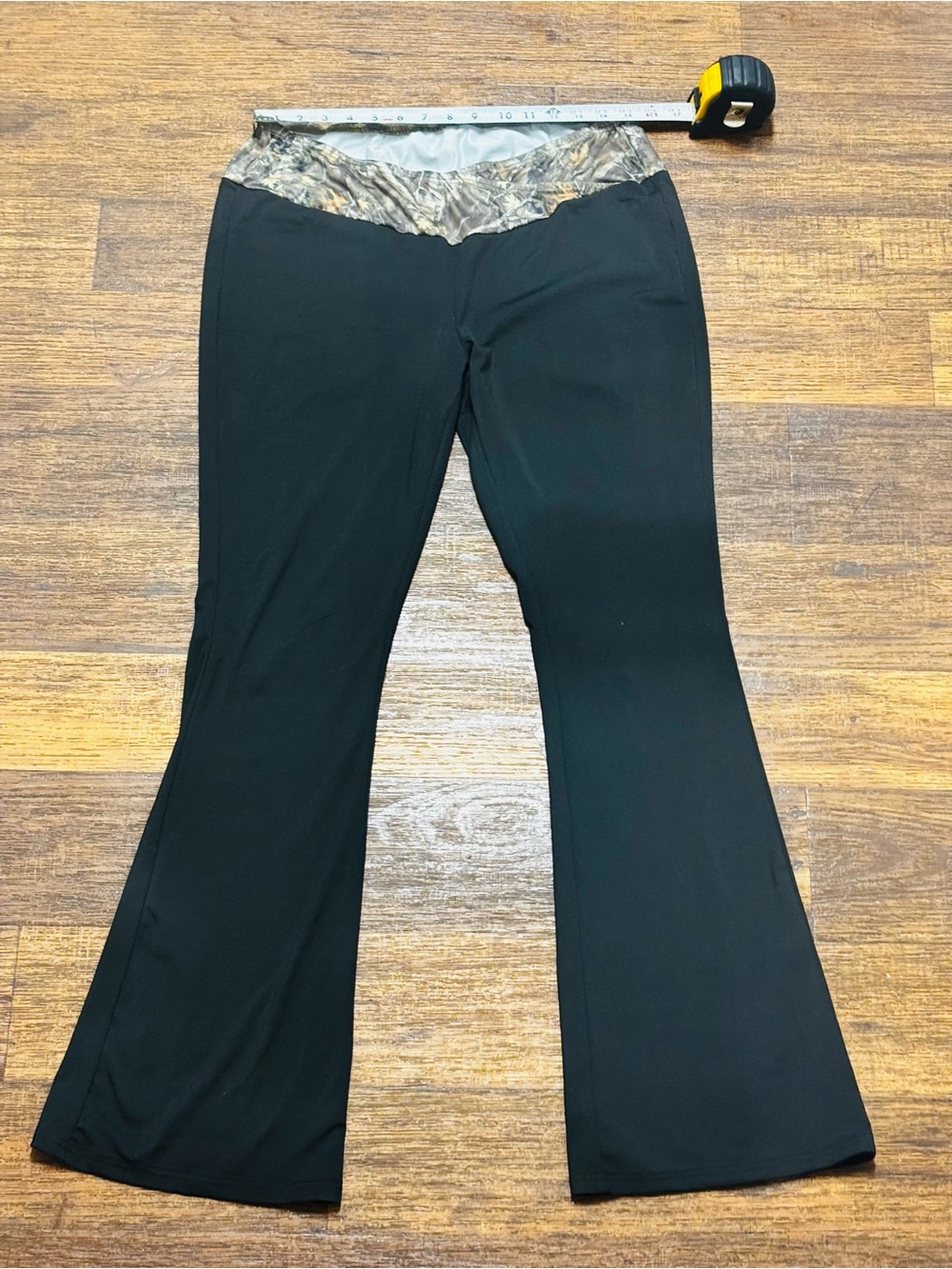 Camouflage yoga pants with flare leg